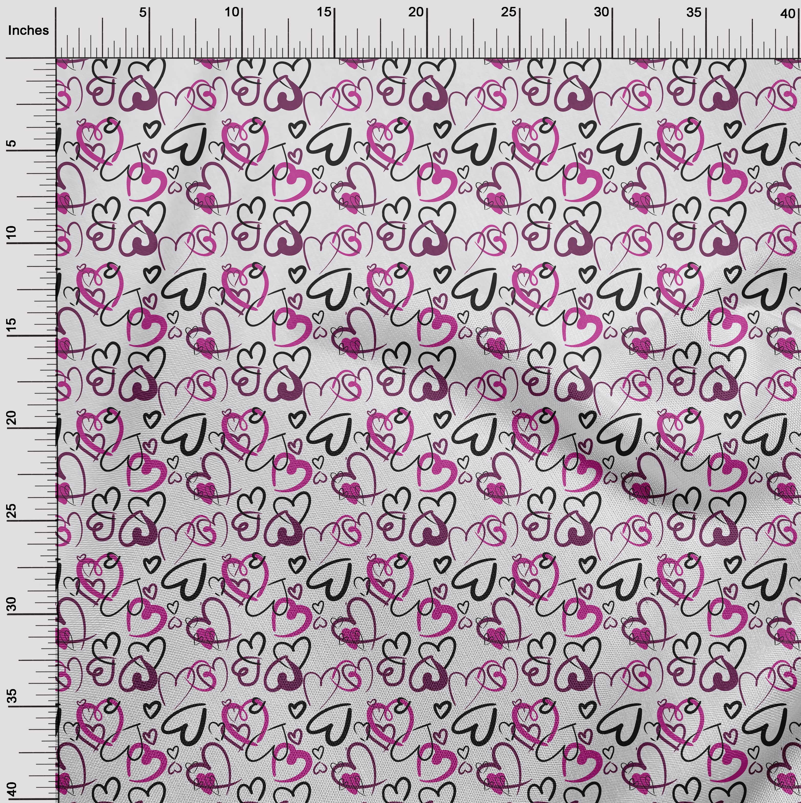 oneOone Cotton Silk Fuschia Pink Fabric Valentine Heart Fabric For Sewing Printed Craft Fabric By The Yard 42 Inch Wide
