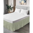thumbnail image 4 of Sage Green Stripes Wrap Around Bed Skirts for King Bed 16" Drop,Bed Skirt with Adjustable Elastic Belt Dust Ruffle Bed Valance for Bedroom Hotel Simple Geometric Modern Monochrome Bed Frame Cover, 4 of 7