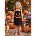 thumbnail image 4 of BemeyourBBs Toddler Baby Girls Halloween Dress Outfit Baby Girl Fall Pumpkin Overalls Dress Clothes Kids Cute Pumpkin Face Embroidery Sleeveless Tank Dress 12 18 24 Months 2 3 4 5 Years, 4 of 9