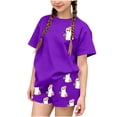 thumbnail image 2 of Kids Girls Halloween Outfits Teen Size 13-14 2 Piece Lounge Set Short Sleeve Cute Ghost Graphic T-Shirt and Sleep Shorts Fall Holiday Sleepwear Casual Pajamas Nightwear, 2 of 9