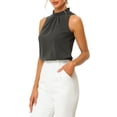 thumbnail image 4 of INSPIRE CHIC Blouse Décontractée Sans Manches à Col Montant à Volants pour Femmes Gris Foncé S, 4 of 6