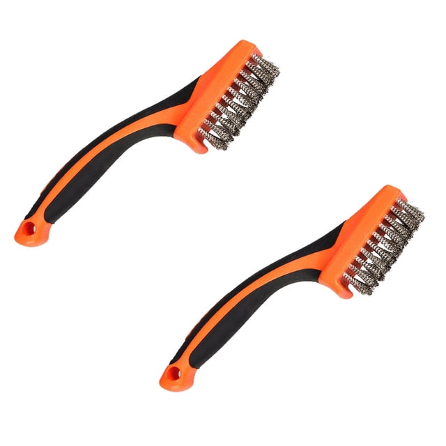 Oleegame 2PC Cleaning Brush Sanding Brush Copper Wire Brush Encrypted Stainless Steel Wire Brush Cleaning Brush Kitchen Long Handle Wire Brush Removal Small