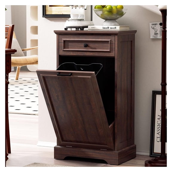 13 Gallon Tilt Out Trash Can Cabinet, Cabinet Trash Can