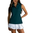 thumbnail image 3 of Hearthz Women's Sleeveless Golf Polo Shirts Quarter Zip Collared Womens T Shirts Quick Dry Workout Tennis Polo Shirt Women, 3 of 8