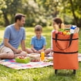 thumbnail image 4 of Wheeled Shopping Tote with Foldable Frame, Rolling Grocery Bag for Market and Travel in Orange, 4 of 6