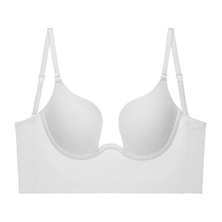 Umitay Womens Low Back Bra Wire Lifting Deep U Shaped Backless Bra With  Convertible Clear Straps