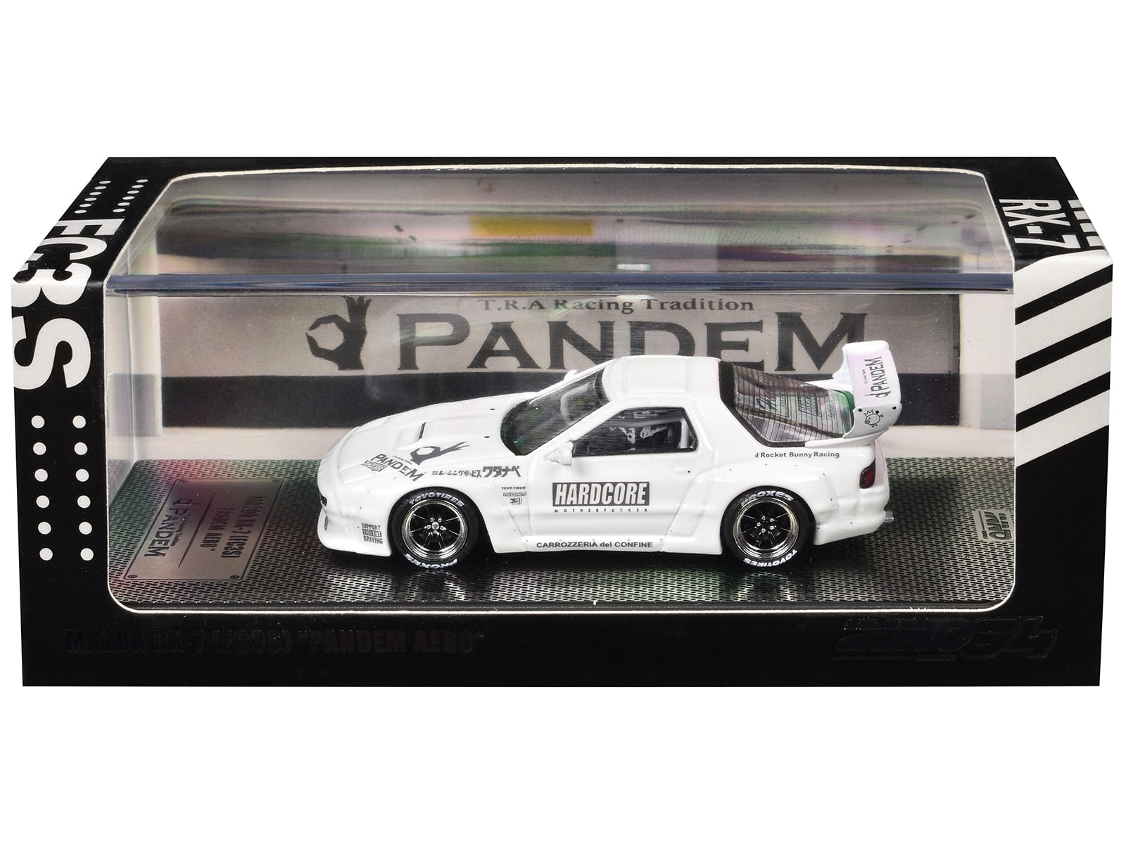 Mazda RX7 (FC3S) "Pandem Aero" Widebody Kit White with Graphics 1/64 Diecast Model Car by Inno Models