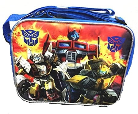 Transformers Optimus Prime and Bumblebee Animation Art Large Tin Tote Lunchbox 