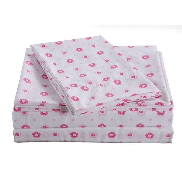 Juego de sábanas con estampado floral en tonos pastel rosa, microfibra cepillada para dormitorio, habitación de invitados, casa rodante, hotel, 3 piezas (juego de sábanas tamaño twin)