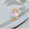 thumbnail image 3 of AFFY Eternity Rainbow Ring 18K Rose Gold Plated Emerald-Cut Multi Color AAA Created-Gemstone Rainbow Ring, Stackable Ring, Wedding Band for Women, Gift For Her-5, 3 of 6