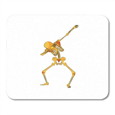 LADDKE Stock Orange Yellow Skeleton Character Dancing Dab Step Hip Hop Pose Meme for Happy Halloween Cartoon Mousepad Mouse Pad Mouse Mat 9x10 inch