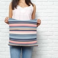 thumbnail image 2 of Blue Pink Striped Pillow Covers 24x24 Inch Decorative Throw Pillow Cover, Farmhouse Vintage Stripe Sofa Pillowcases Accent Cushion Case Home Decor Bedroom Living Room, 2 of 6