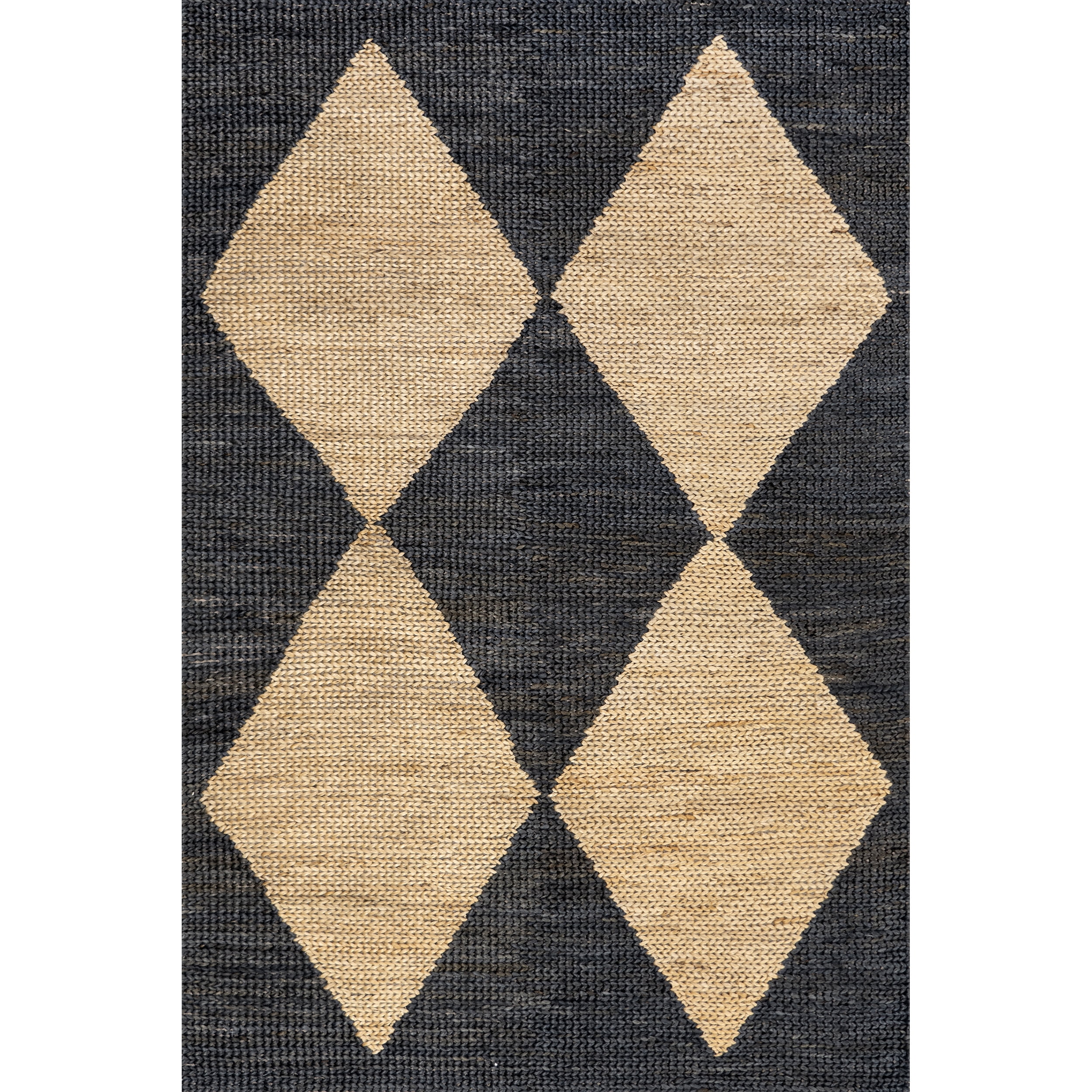 nuLOOM Linnie Bold Diamond Jute Area Rug, 5' x 8', Charcoal