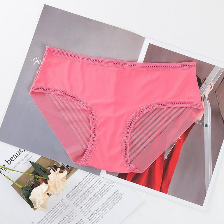 WGOUP Seamless Ice Silk Seamless Ladies Breathable Briefs Ultra Thin Thong  Underwear Women,Hot Pink(Buy 2 Get 1 Free)