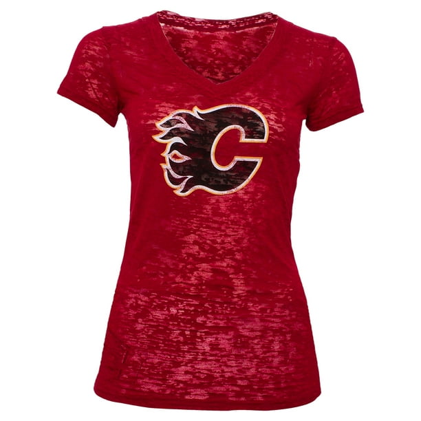 Calgary Flames Women's Valerie Burnout T-Shirt - Old Time Hockey