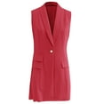 thumbnail image 4 of ZAZYULZ Womens Sleeveless Blazer Jacket Vest Solid Color Pocket Lapel Button Suit Vest(Red1,M), 4 of 5