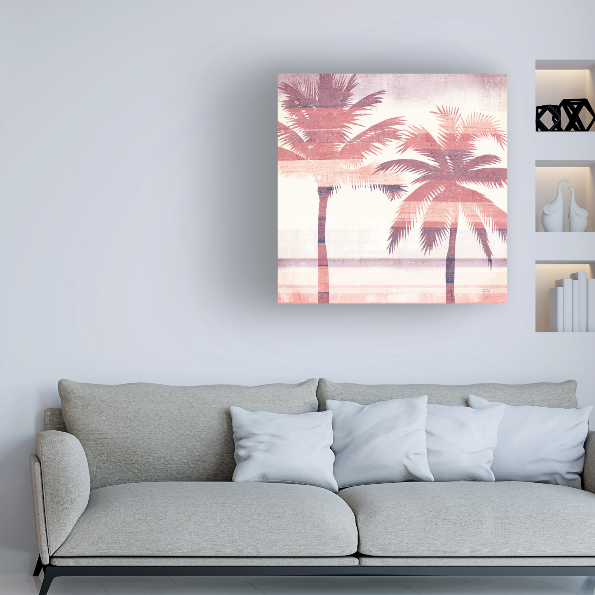 Trademark Fine Art 'Beachscape Palms III Pink Purple' Canvas Art by Michael Mullan