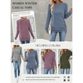 thumbnail image 2 of SWQZVT Long Sleeve Shirts for Women Autumn Shirts for Women Tunic Womens Tops Lightweight Trendy Women Fall Tops Crew Neck Winter Clothes Blue L, 2 of 12