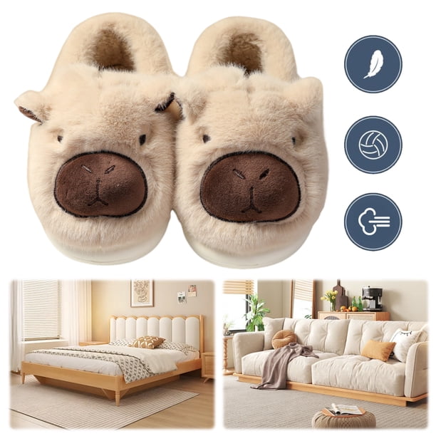 Peludos Con Punta Cerrada Felpa Capibara Lindas para Mujeres