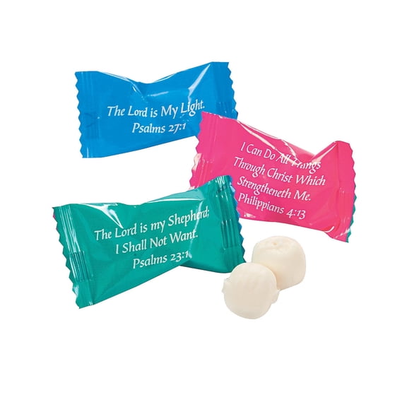Fun Express Bible Verse Buttermints Nut-Free 108 Pieces 14 oz