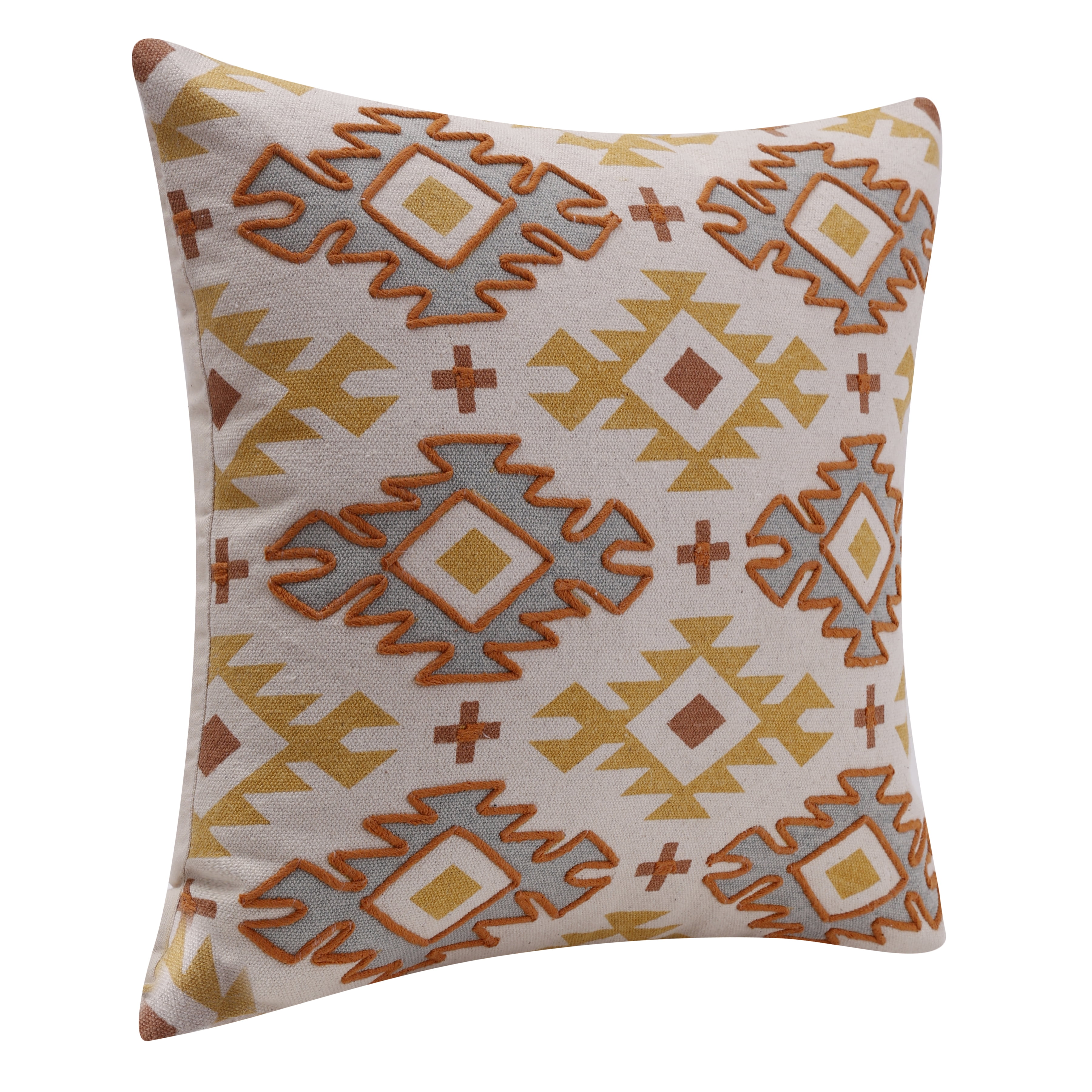 Harlow Hill 20" x 20" Yellow/Rust Geometric Cotton Adult Decorative Throw Pillow Cover