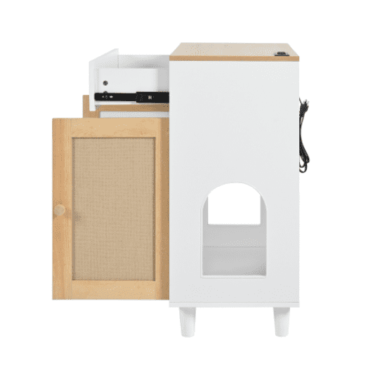 Euroco Cat litter box Cat house With Sisal scratching door Charging socket Cat friendly furniture