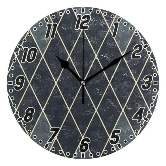 Carbon Black Block Round Wall Clock Battery Operated Silent Non-Ticking Bedroom Office Kitchen Home School Decor 10"(Black)