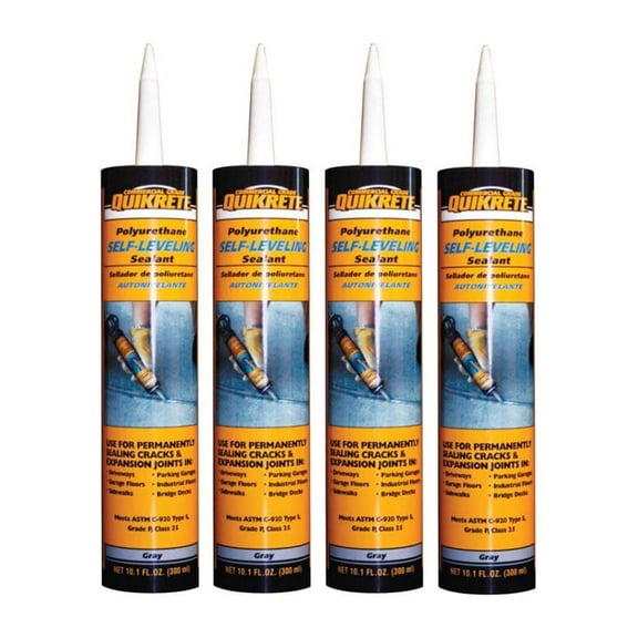 Quikrete 866010, Polyurethane, Gray Self Leveling Concrete Crack Industrial Sealant, 10.1 oz