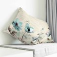 thumbnail image 3 of Teal Spring Floral Pillow Covers 24x24 Inch Decorative Throw Pillow Cover, Vintage Botanical Retro Art Sofa Pillowcases Accent Cushion Case Home Decor Bedroom Living Room, 3 of 6