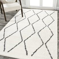 JONATHAN Y MOROCCAN HYPE 4 x 6 Area Rug, Catala Moroccan Diamond Shag - White/Gray, MOH405A-4
