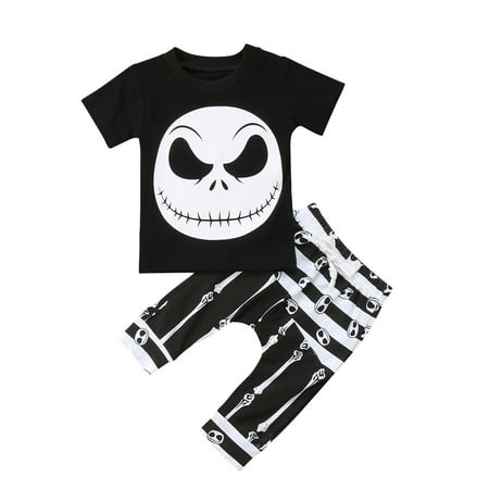

Infant Halloween Outfits T-Shirt Pants Skeleton Print Halloween Romper Clothes Set for 0-6T Boy Girl