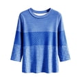 thumbnail image 4 of Cilsoka 3/4 Sleeve Shirts for Women Fall Striped Crew Neck Business Casual Tops Loose Three Quarter Length Work Blouses, 4 of 5