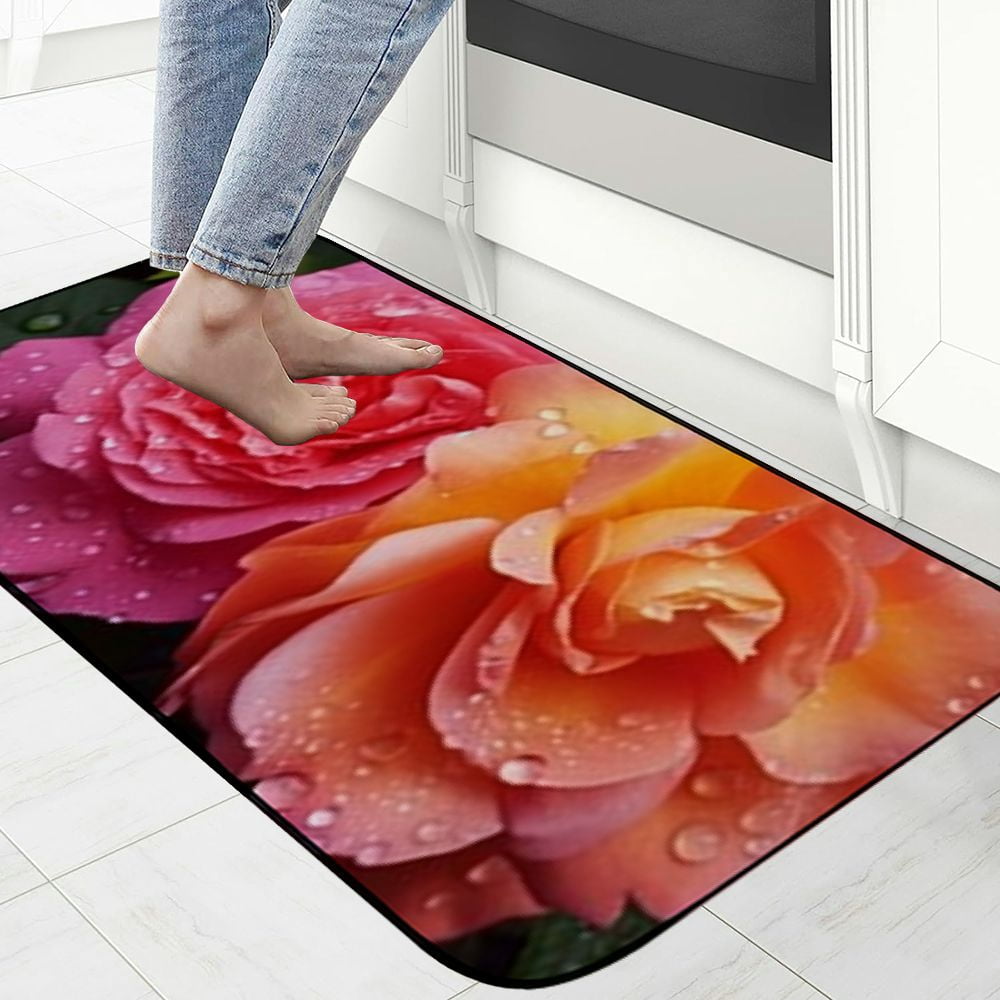 Qinduosi Decorative Door Mat, Door Mat with Non-Slip Rubber Backing, Easy Cleaning, Traps Dirt, Rug for Entry, Patio, Garage- Rose Nature Flower Flowers Spring 19.68*47.24 in