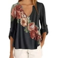 thumbnail image 2 of facefd Blouse Imprimée Col en V Manches Longues Ample Blouse Imprimée Femme Haut Noir TG, 2 of 4
