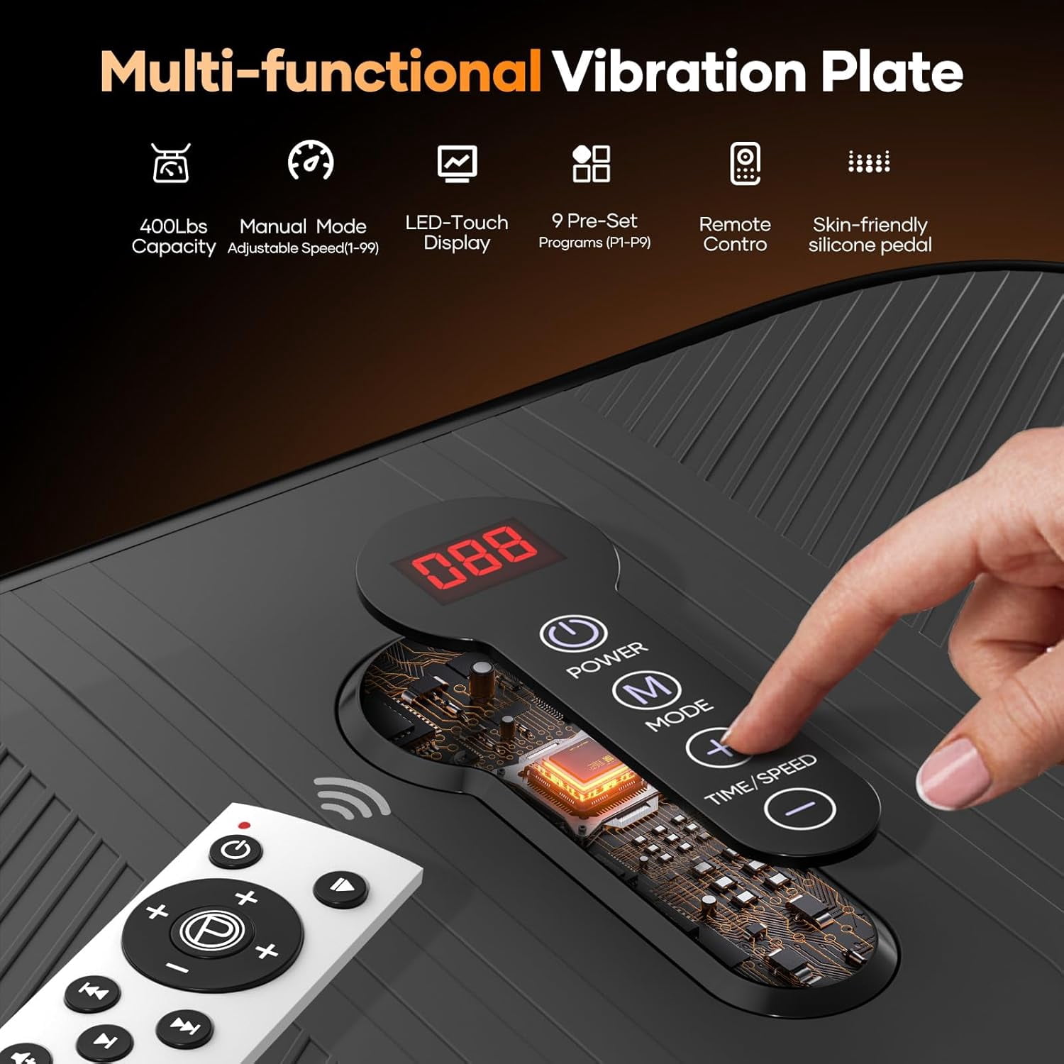 Yolid Vibrating Plate Exercise Machine with Bluetooth & Silicone Pedal for Lymphatic Drainage and Muscle Toning
