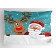 thumbnail image 1 of Santa Pillow Sham Cute Rudolph Deer and Santa Claus Greeting the New Year Happily in Cartoon Style, Decorative Standard Size Printed Pillowcase, 26 X 20 Inches, Multicolor, by Ambesonne, 1 of 2
