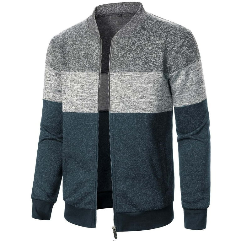 Colorblock Zipper O-Neck Woolen Short Coat Colorblock Zipper O-Neck Woolen Short Coat