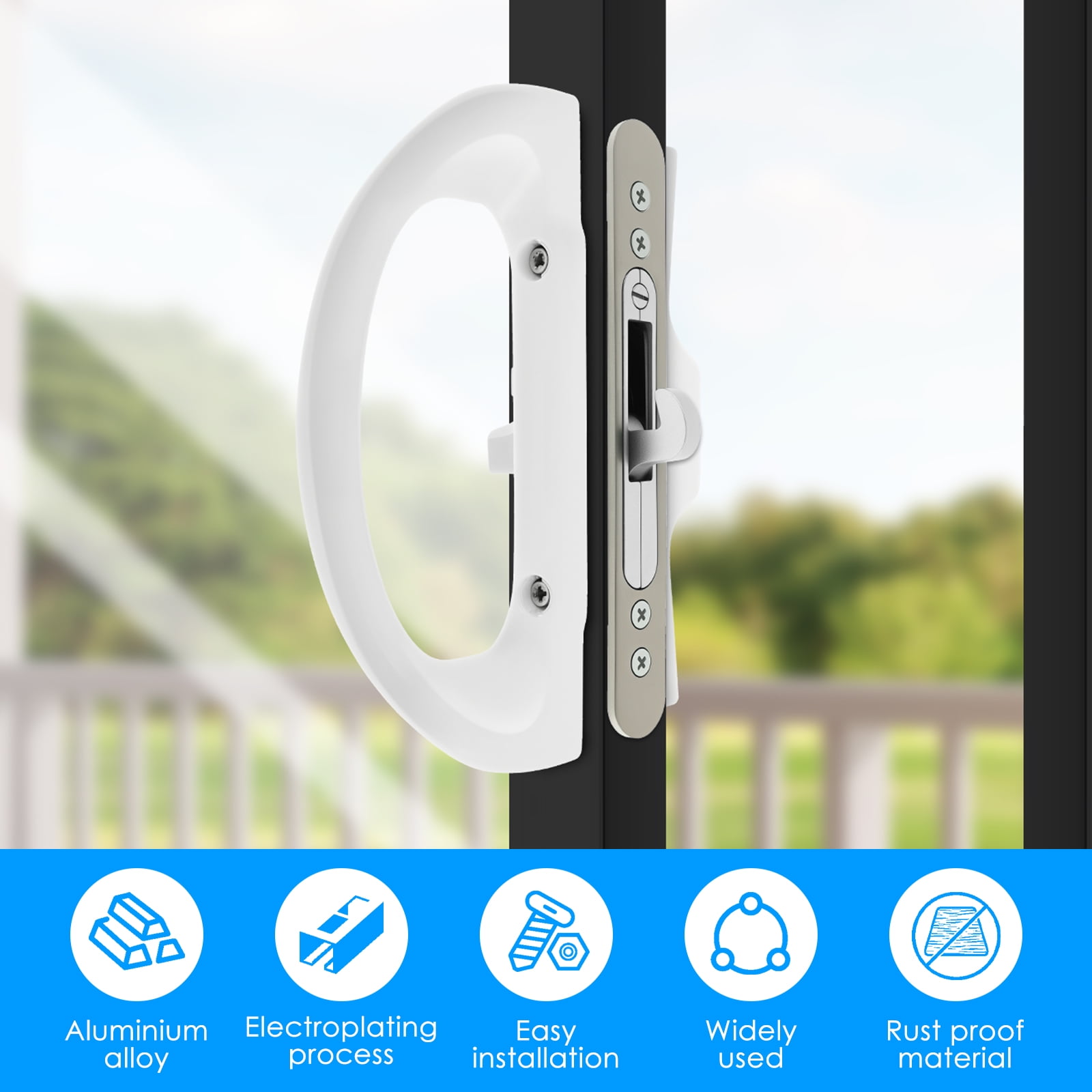 Sliding Patio Door Handle Set with Key Cylinder Mortise Style Sliding Glass Door Handle Aluminium Alloy Sliding Door Handle Lock Set for Patio Doors Sliding Doors