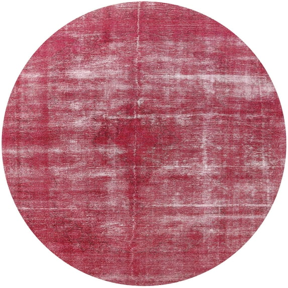 Ahgly Company Machine Washable Indoor Round Industrial Modern Crimson Red Area Rugs, 4' Round