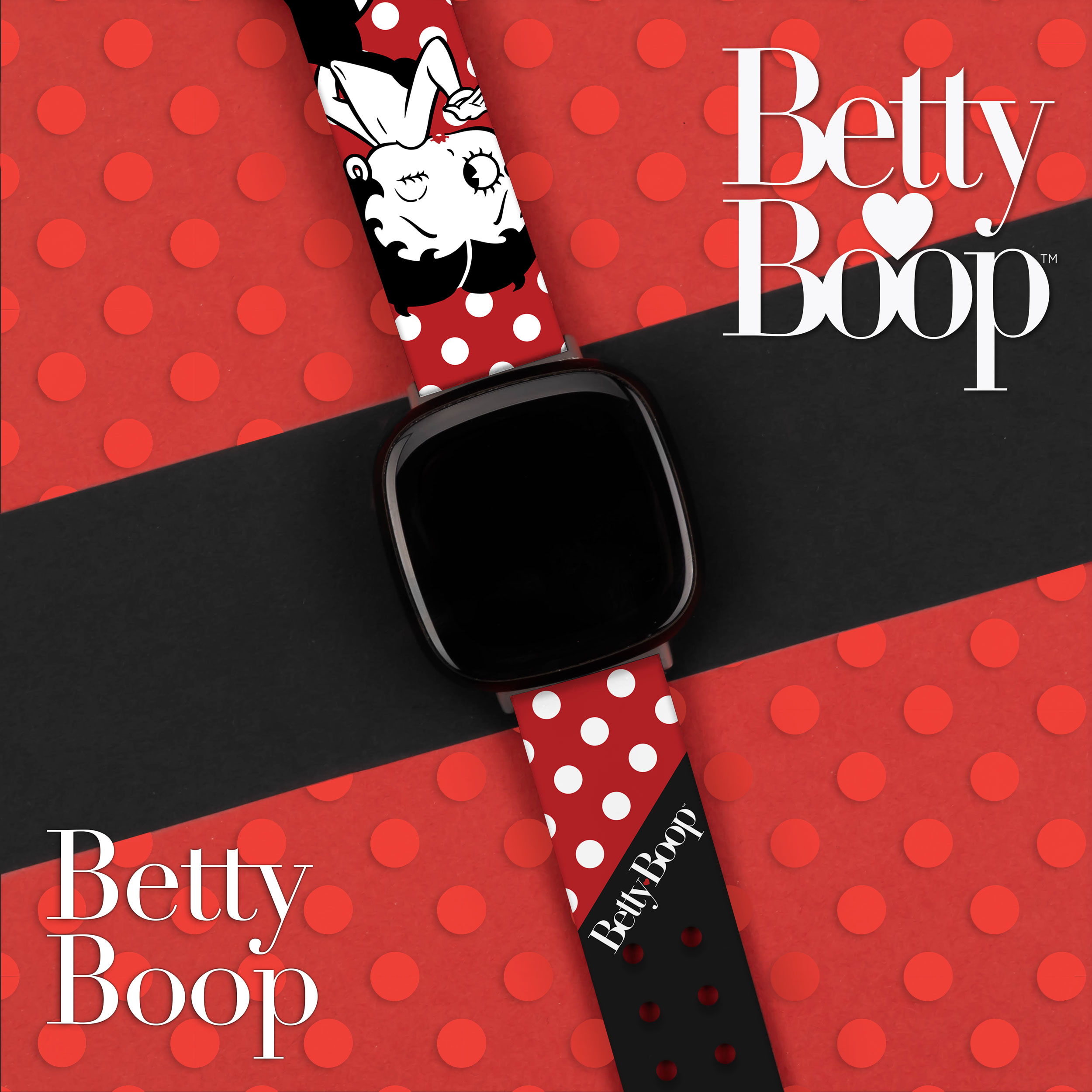 Betty Boop Classic HD Watch Band Compatible with FitBit Versa 3 & Sense (20mm Short Betty Boop) by Affinity Bands