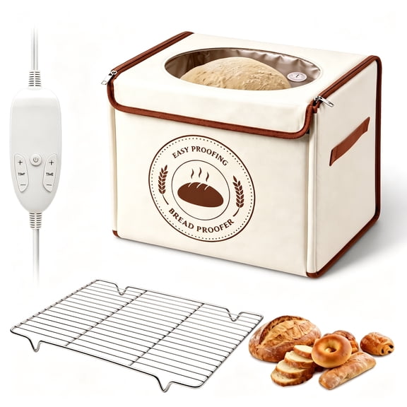Portable Bread Proofer, Foldable Dough Proofing Box with Temperature Control, Insulated Fermentation Box for Sourdough, Pizza, Bread Baking, Home Kitchen Baking Tools
