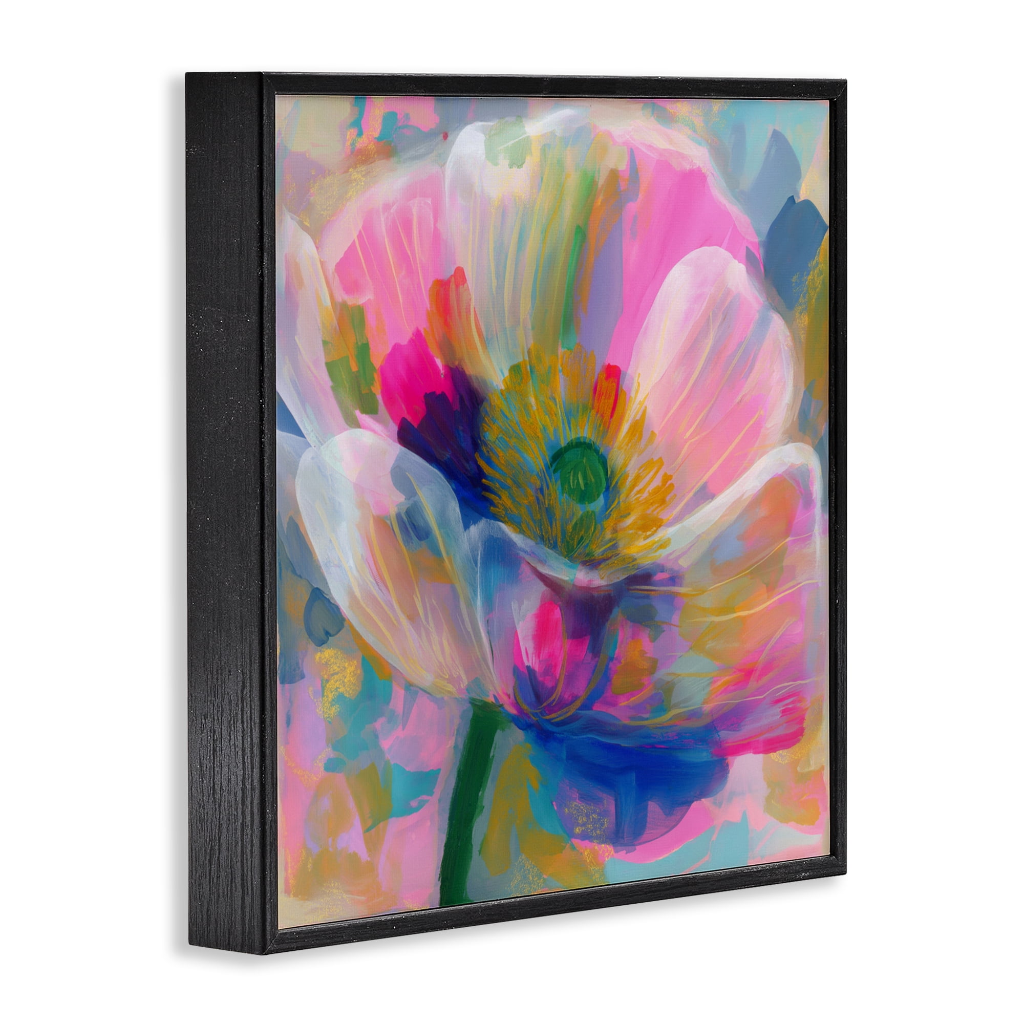 Stupell Industries Backlit Kaleidoscopic Poppy Black Framed Giclee Art, design by Chromatic Storm Studio