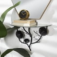 thumbnail image 2 of DecMode 24" x 12" Branch 1-Tier Black Floral Wall Shelf with Glass Top, 2 of 7