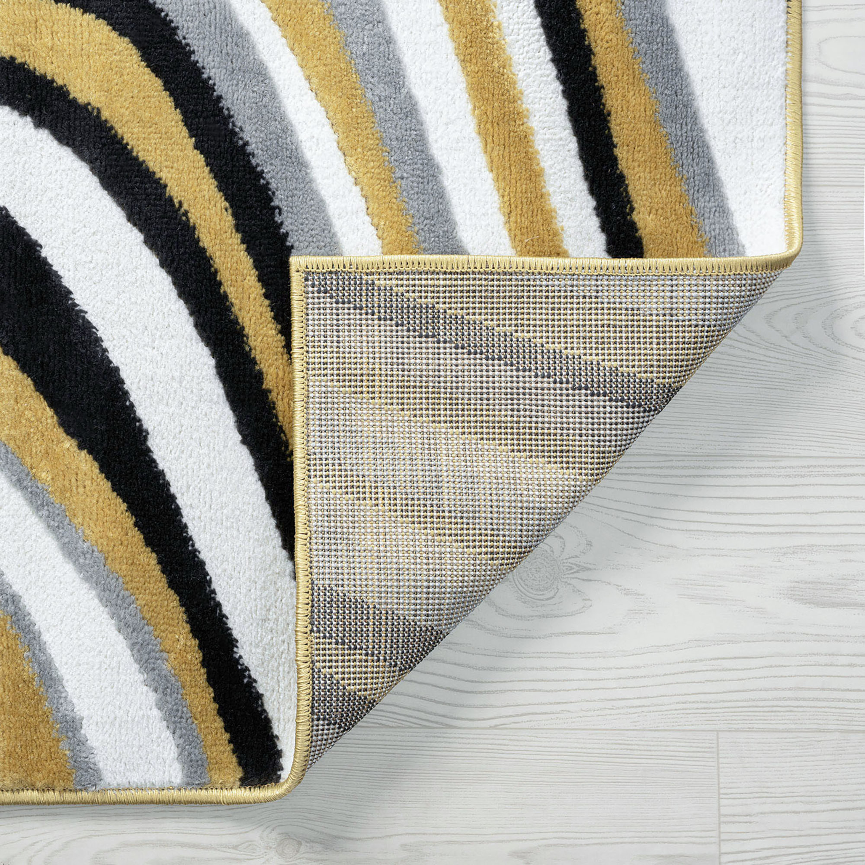 Contemporary 8x10 Area Rug (7'11'' x 10'3'') Abstract Yellow, Charcoal Living Room Easy to Clean