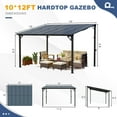 thumbnail image 6 of MEISSALIVVE 10' x 12' Hardtop Wall Mounted Gazebo Pergola, Lean-to Metal Awning with Sloped Roof, Outdoor Shelter for Patio, Deck, Backyard, Black, 6 of 10