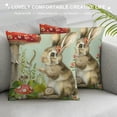 thumbnail image 3 of Qinduosi  Spring Forest Animals Throw Pillow Covers  Inch Rabbit Squirrel Mushroom Floral Decorative Pillows for Sofa Kids Baby Nursey Room Decor Set of, 3 of 5