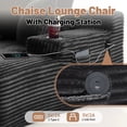 thumbnail image 2 of 66 Inch Chaise Lounge Chair for Indoor Use, Oversized Corduroy Upholstered Boneless Sofa Bed, Deep Seat Sleeper Couch, No Assembly Required，800lb Support black, 2 of 9