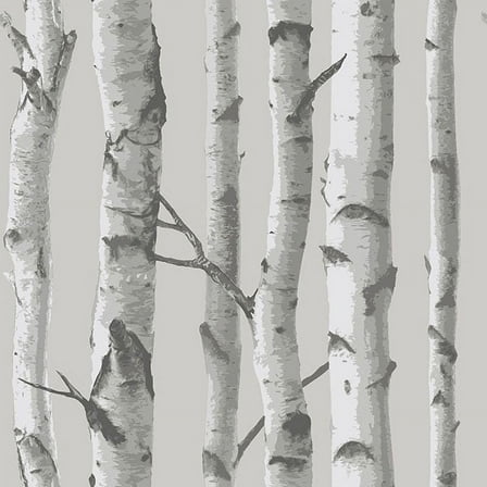 NuWallpaper Mountain Birch Grey Vinyl Peel And Stick Wallpaper, 216-in by 20.5-in, 30.75 sq. ft.