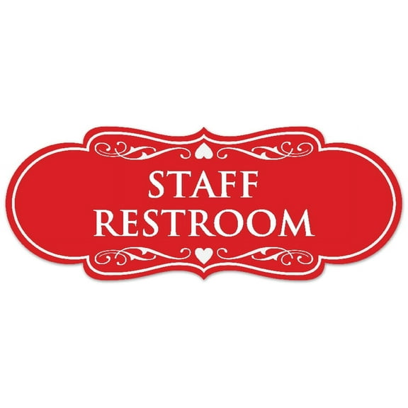 Signs ByLITA Designer Staff Restroom Sign - Easy Installation | Durable Wall or Door Sign (Red) - Large