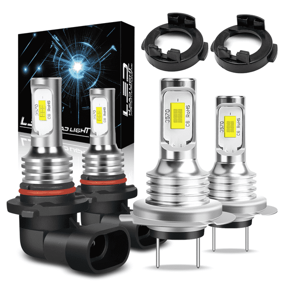 For Hyundai Elantra 2017-2019 LED Headlights High Low Beam 4 Bulbs Combo Kit White